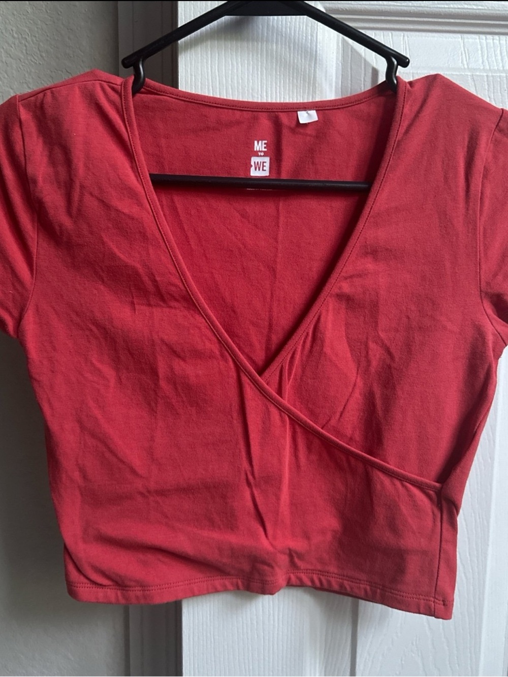 Red Wrap-Front Women's Crop Top, size small